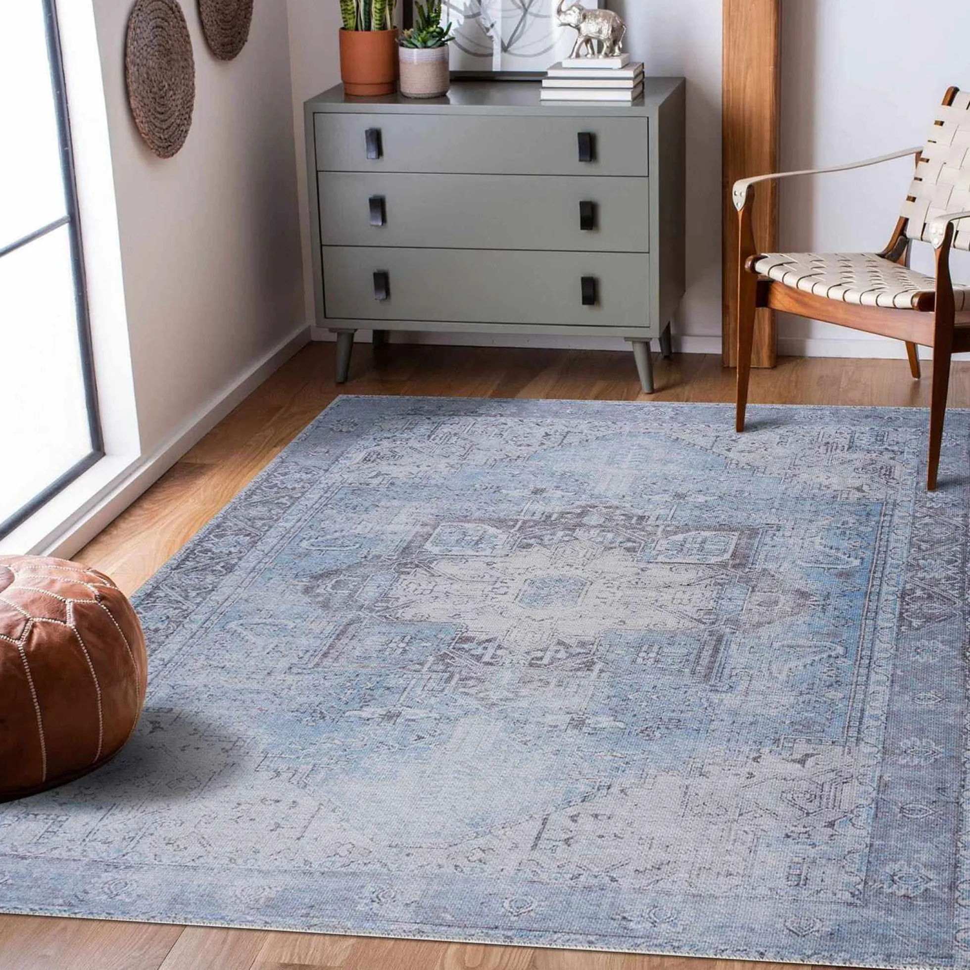 Boutique Rugs - Aqua Rosman Washable Runner & Area Rug