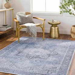 Boutique Rugs - Aqua Rosman Washable Runner & Area Rug