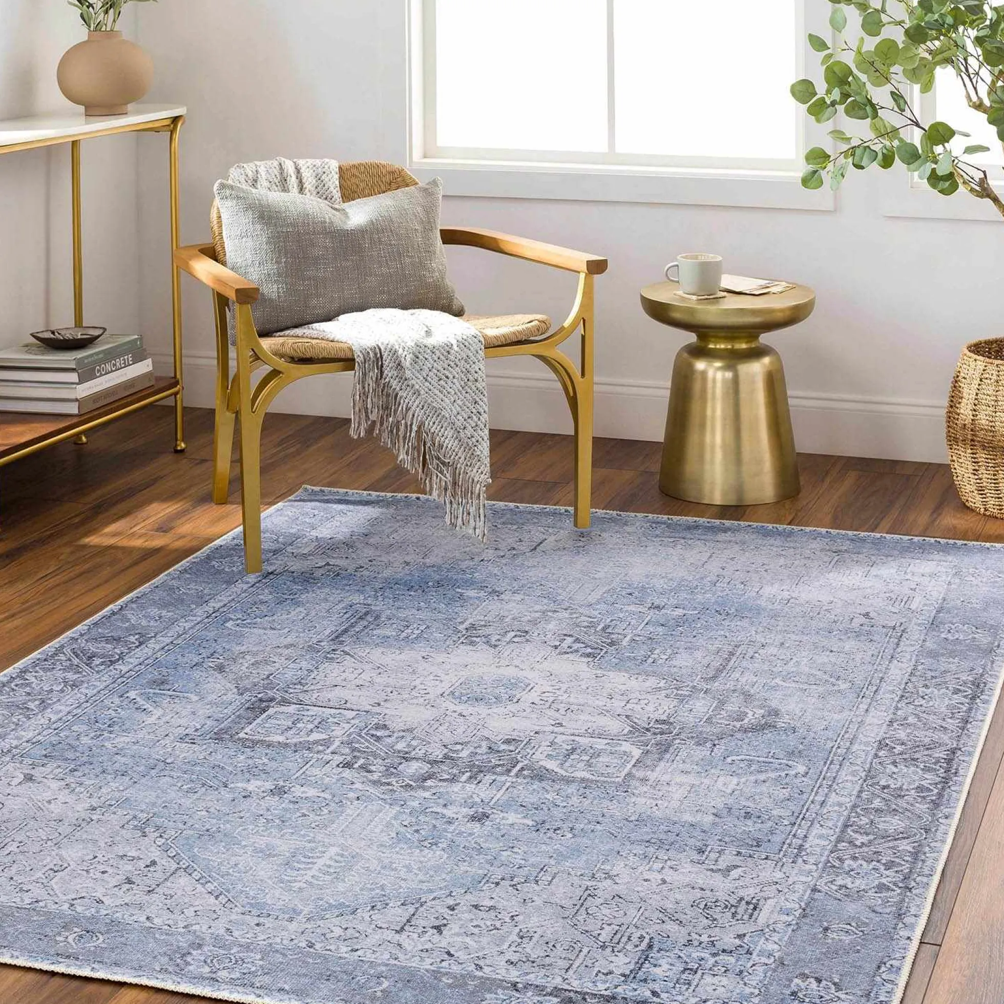 Boutique Rugs - Aqua Rosman Washable Runner & Area Rug