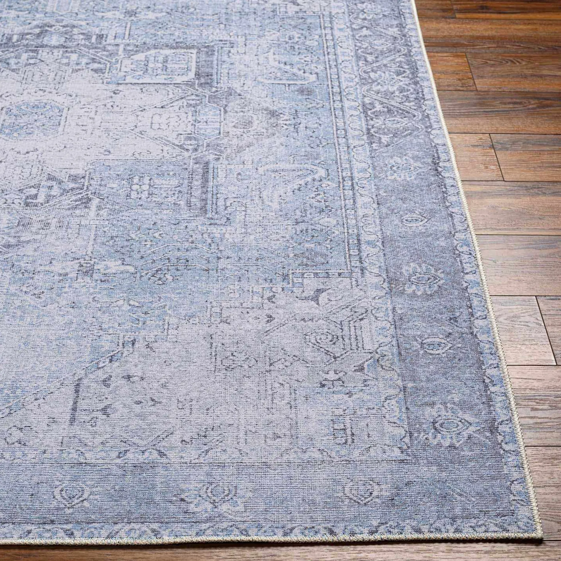 Boutique Rugs - Aqua Rosman Washable Runner & Area Rug