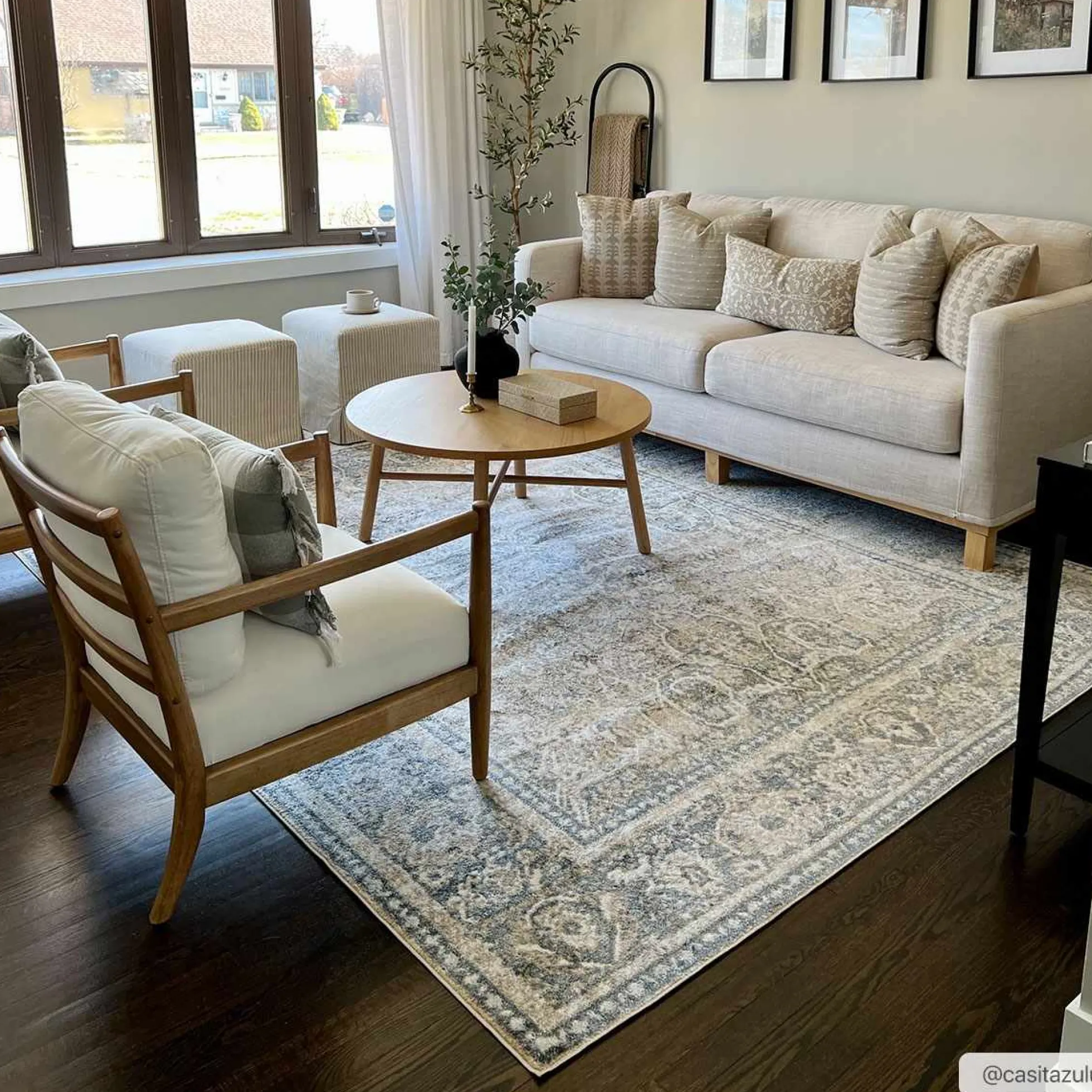 Boutique Rugs - Arias Cream & Blue Washable Area Rug