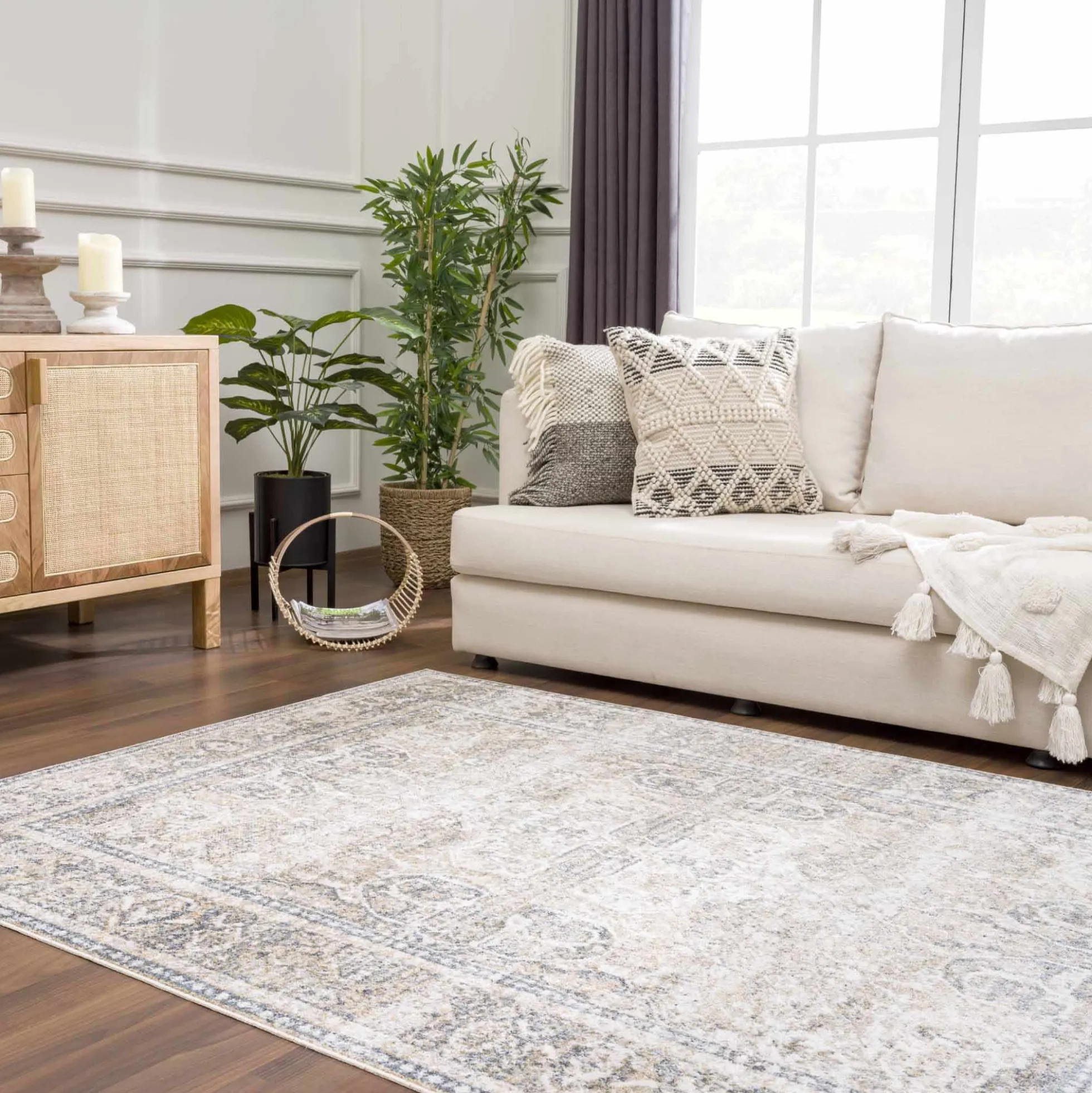 Boutique Rugs - Arias Cream & Blue Washable Area Rug