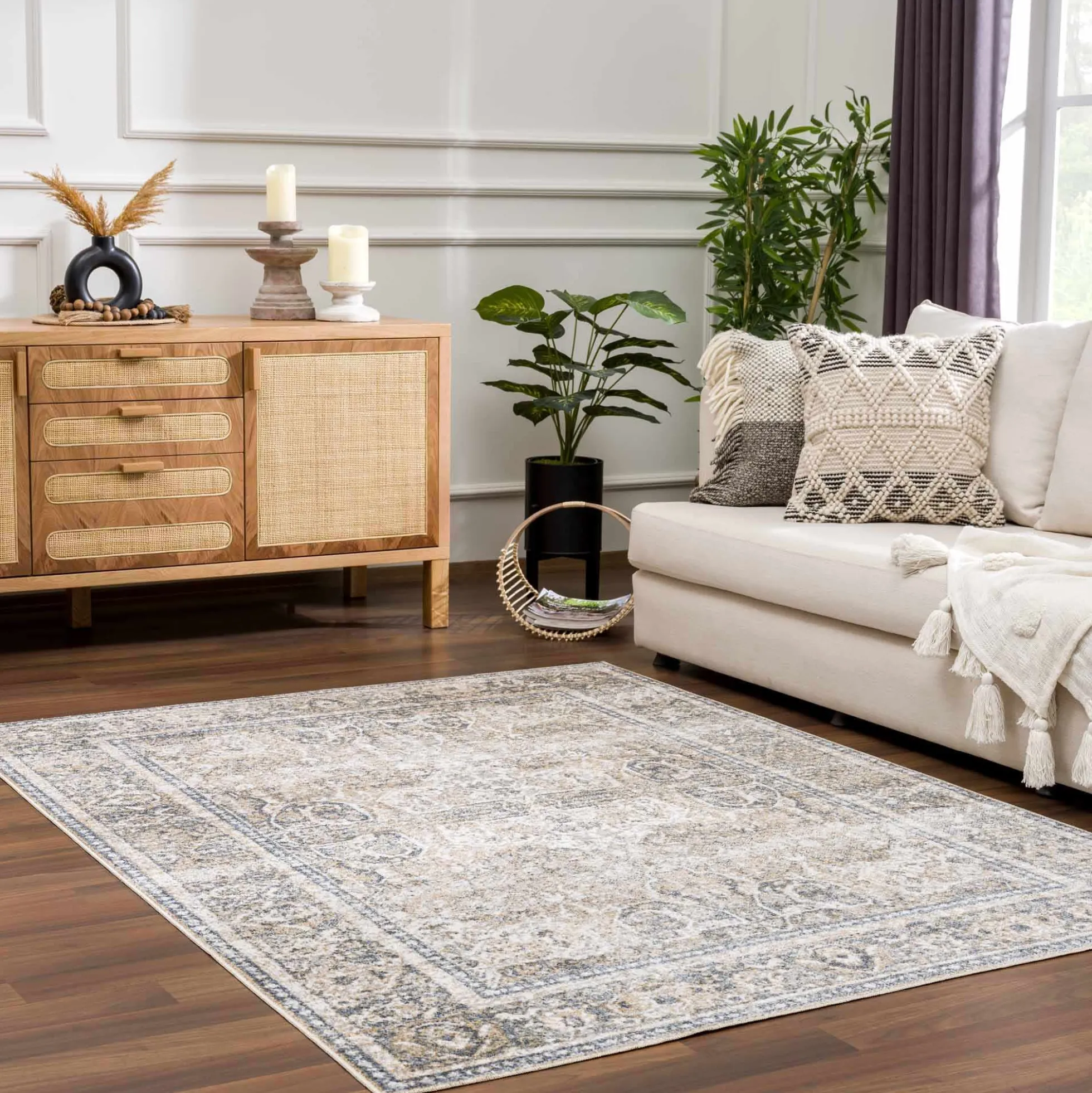 Boutique Rugs - Arias Cream & Blue Washable Area Rug