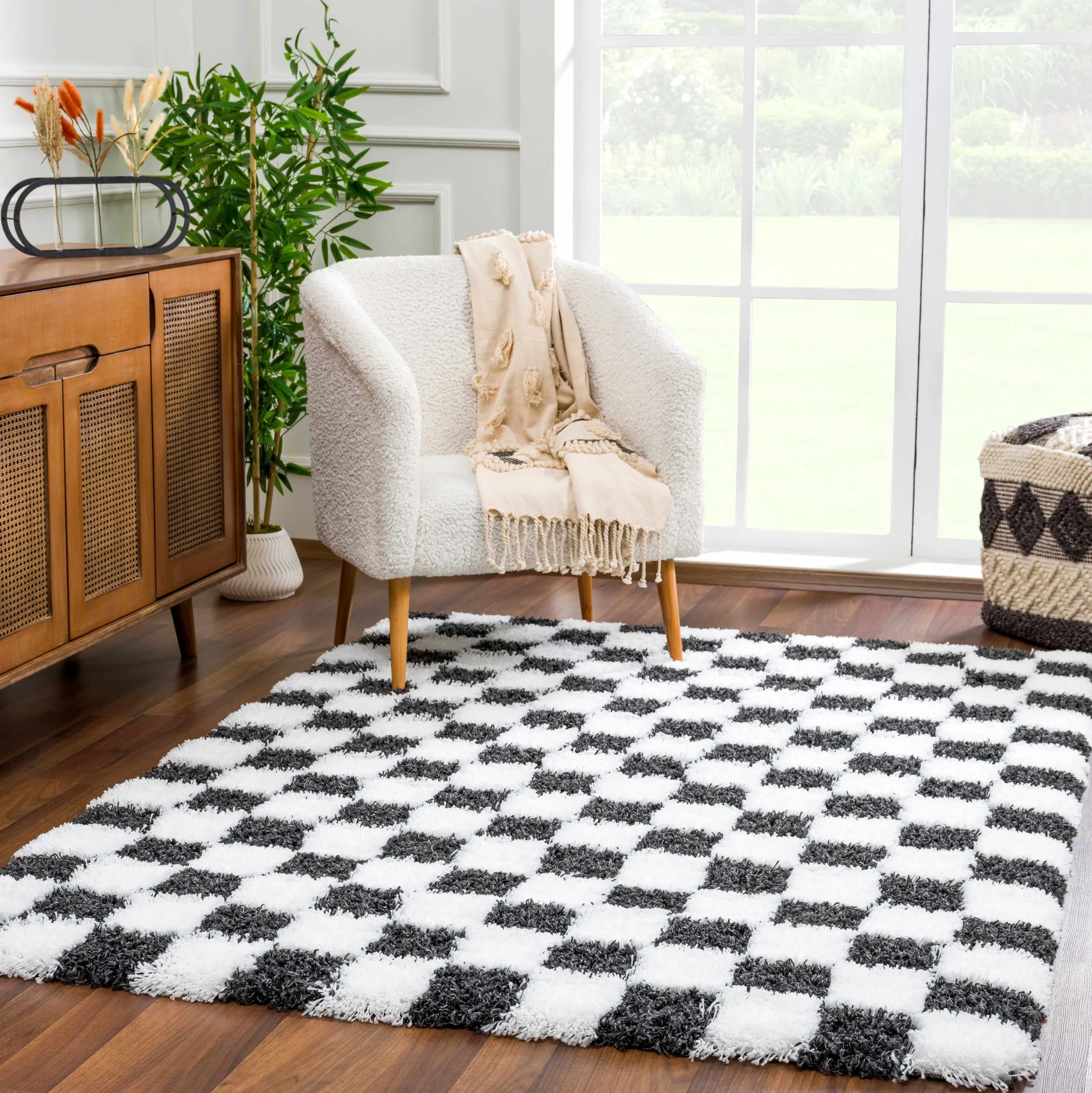 Boutique Rugs - Atira Black & White Checkered Area Rug