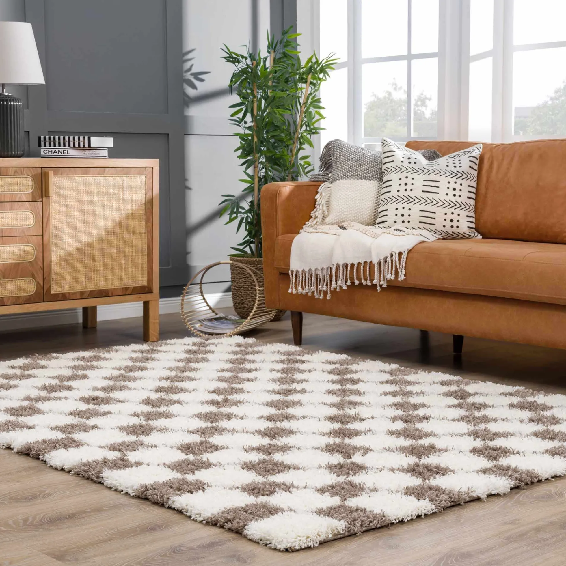 Boutique Rugs - Atira Brown Checkered Area Rug