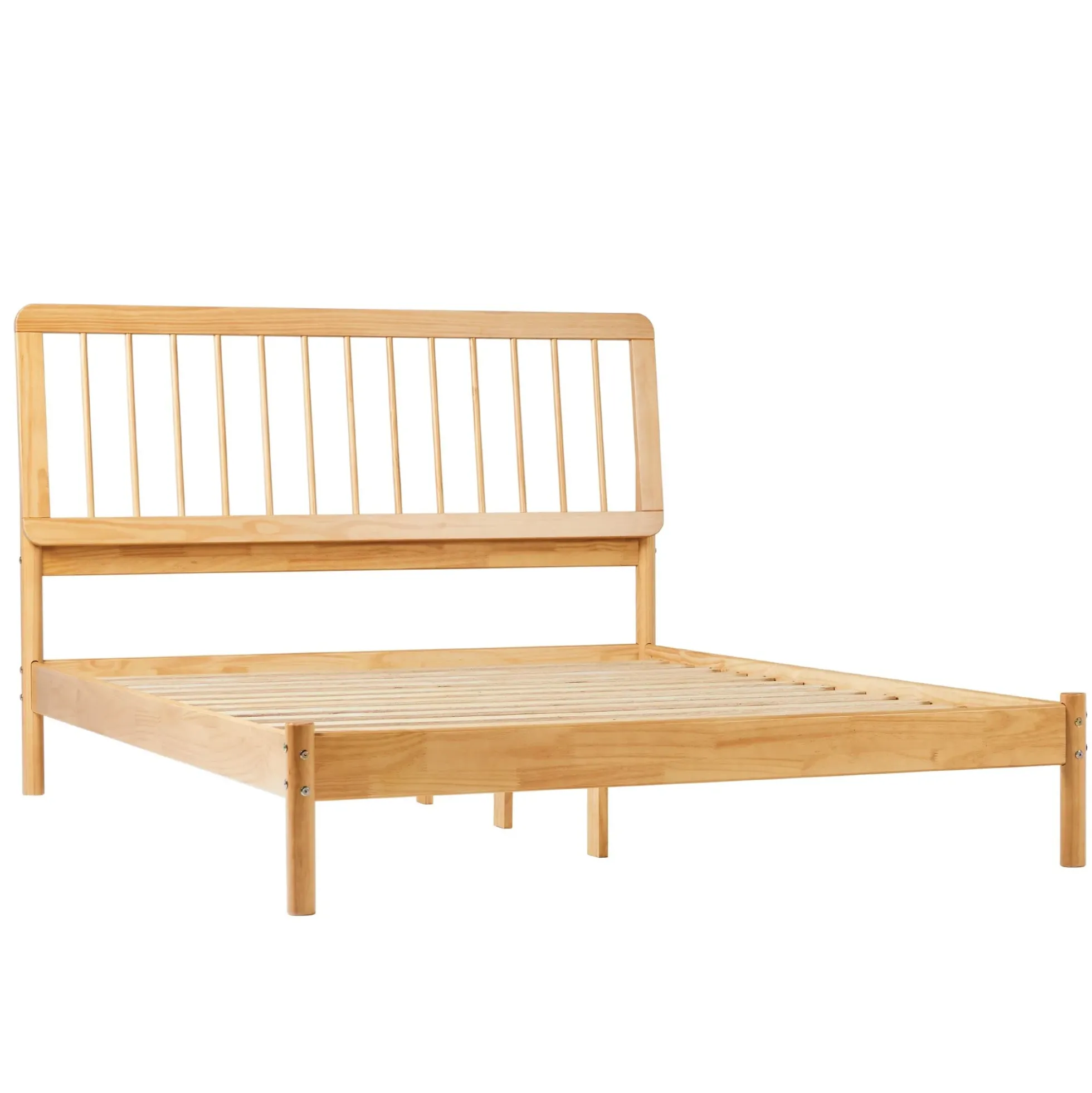 Cama Mid-Century Modern Solid Wood Spindle Bedframe