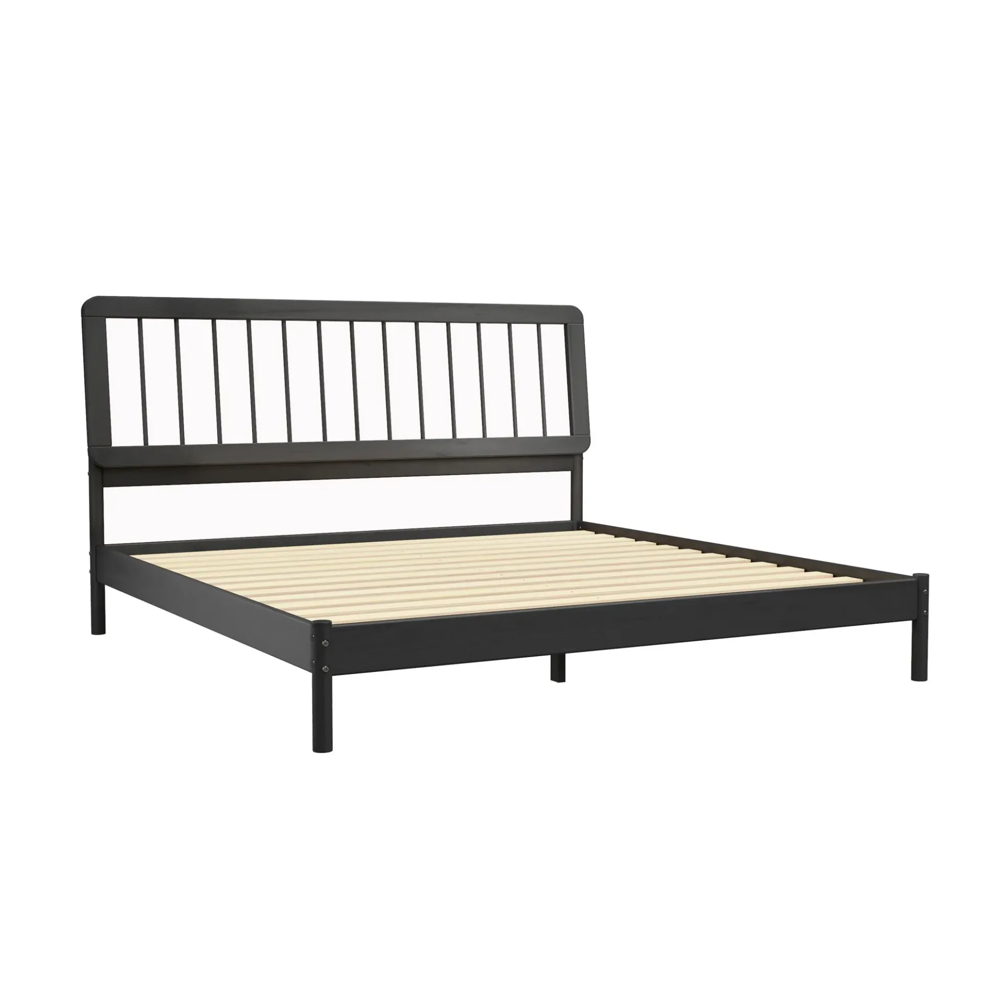 Cama Mid-Century Modern Solid Wood Spindle Bedframe