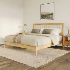 Cama Mid-Century Modern Solid Wood Spindle Bedframe