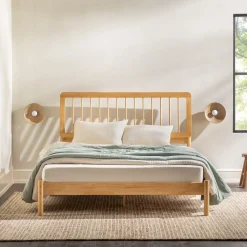 Cama Mid-Century Modern Solid Wood Spindle Bedframe