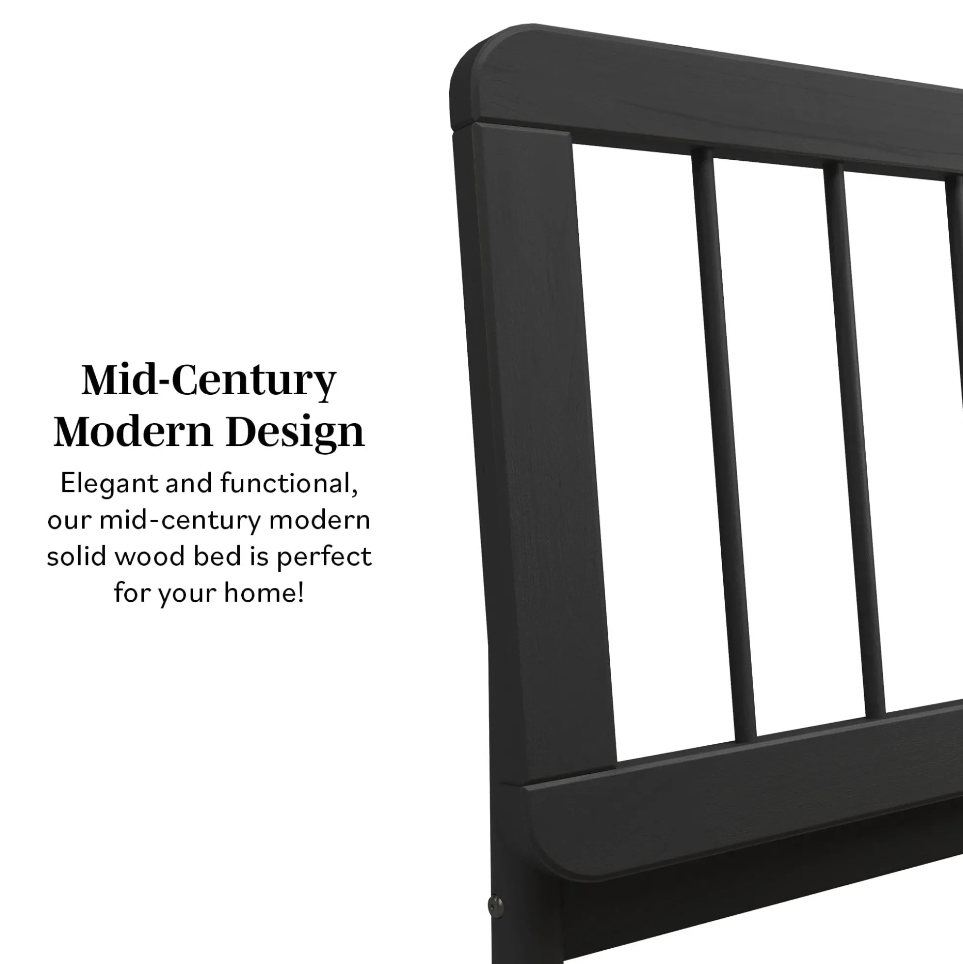 Cama Mid-Century Modern Solid Wood Spindle Bedframe