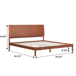 Cama Slatted Headboard Mid-Century Modern Solid Wood Bed