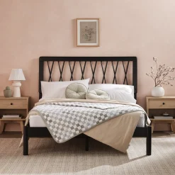 Cama X Spindle Mid-Century Modern Solid Wood Bed