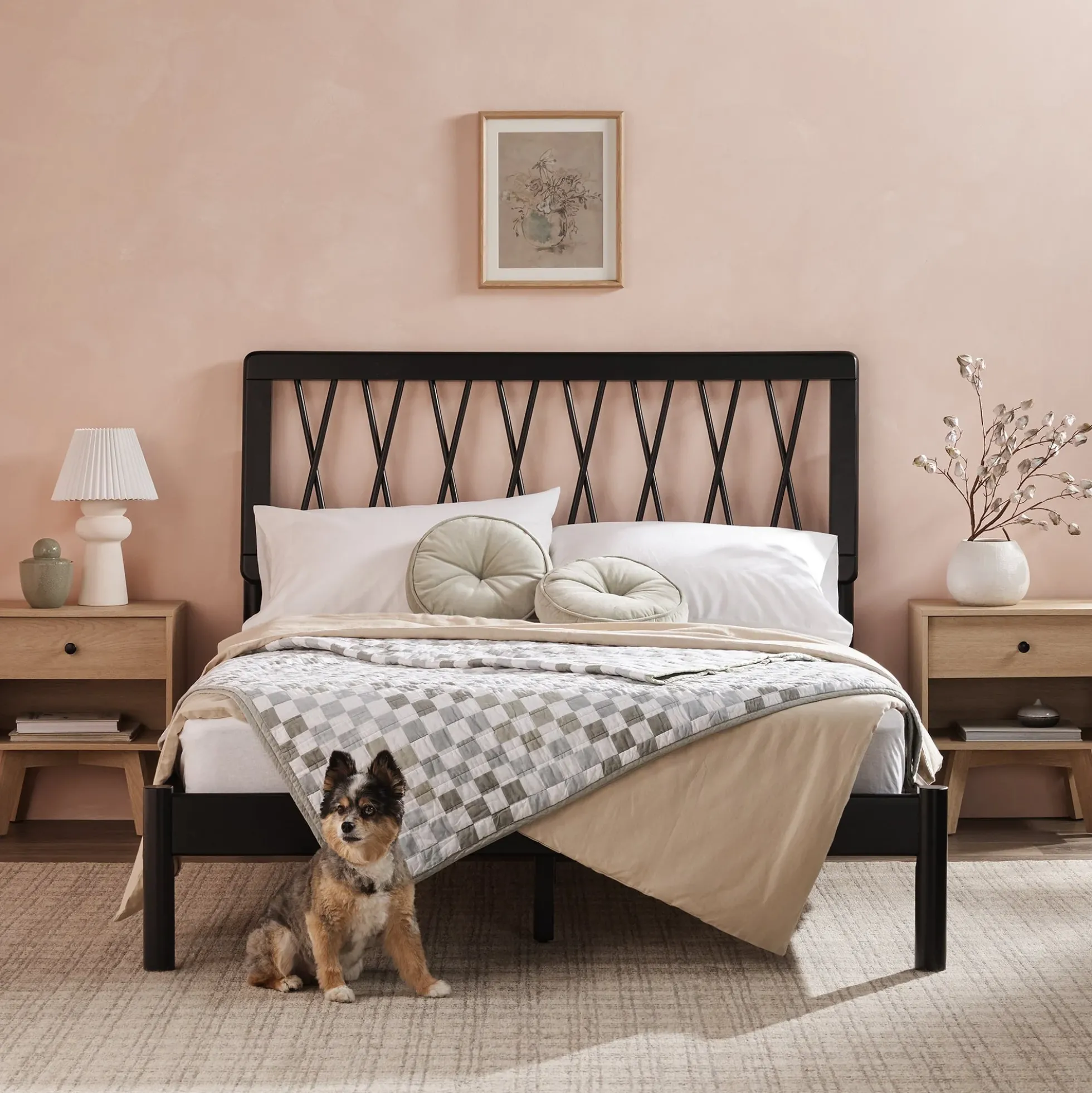 Cama X Spindle Mid-Century Modern Solid Wood Bed