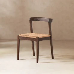 Capri Woven Seat Oak Wood Dining Chair