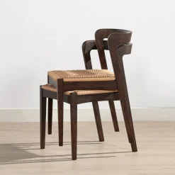 Capri Woven Seat Oak Wood Dining Chair