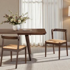 Capri Woven Seat Oak Wood Dining Chair