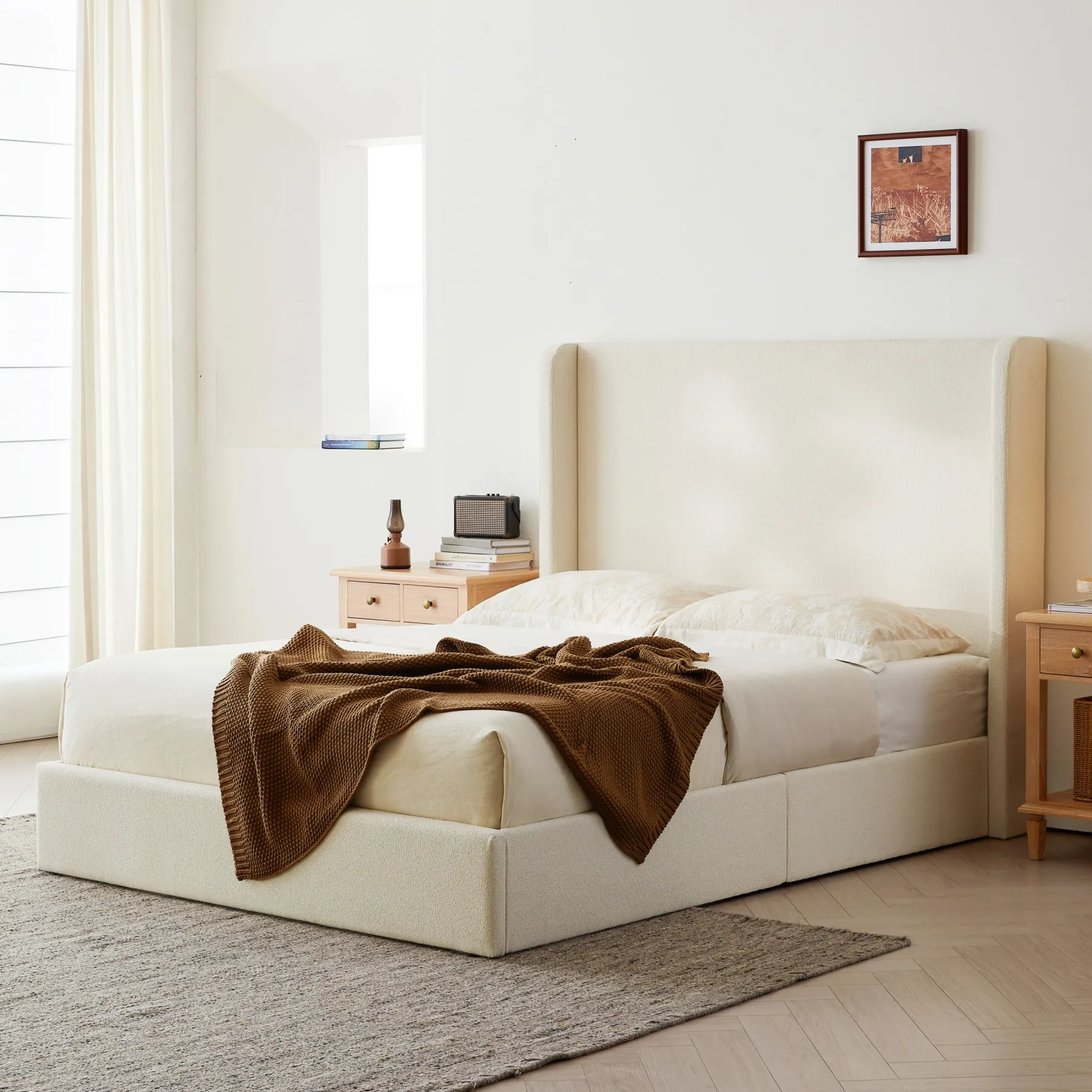 Carmen 52.3' Upholstered Wingback King Bedframe