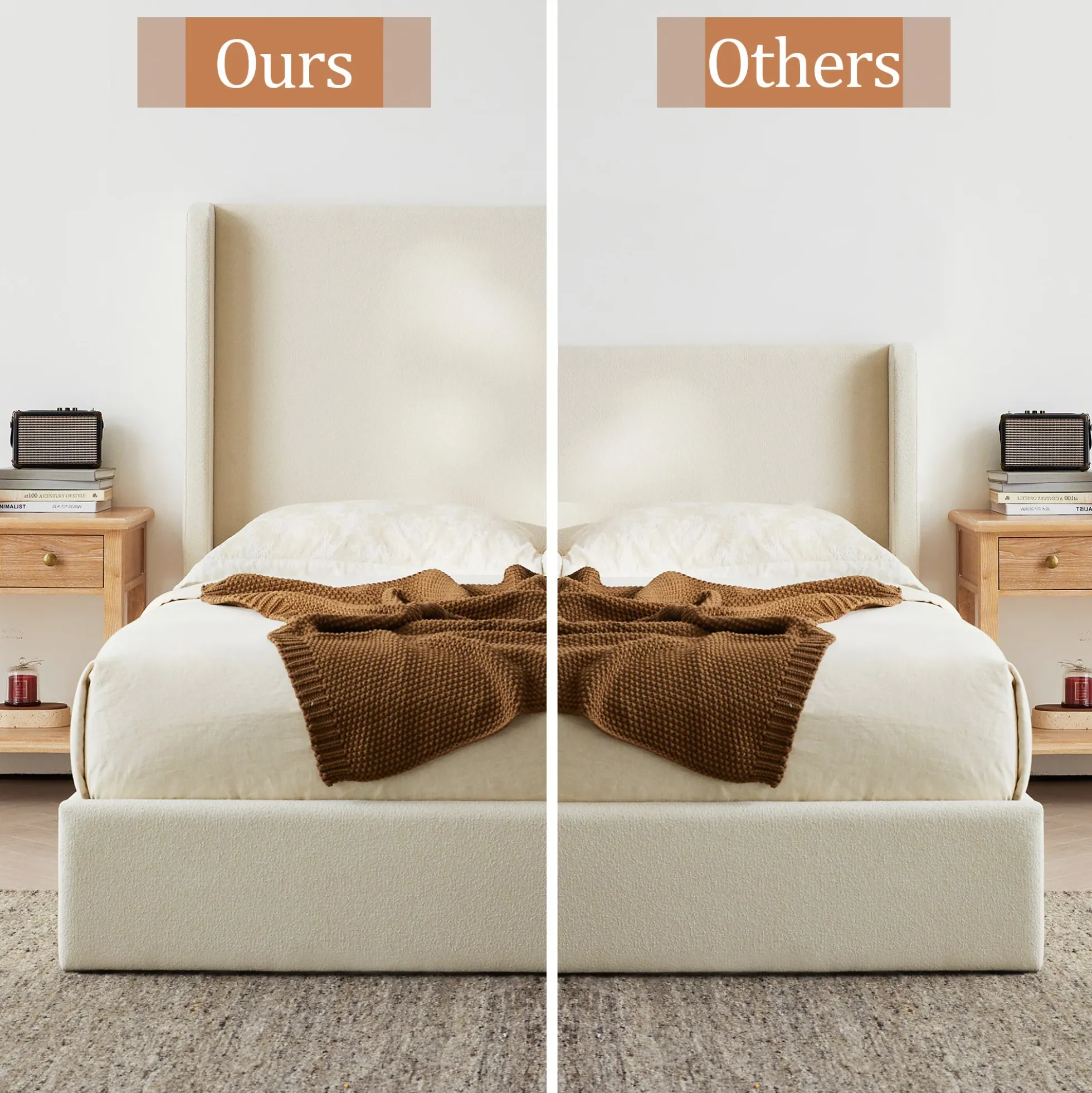 Carmen 52.3' Upholstered Wingback King Bedframe