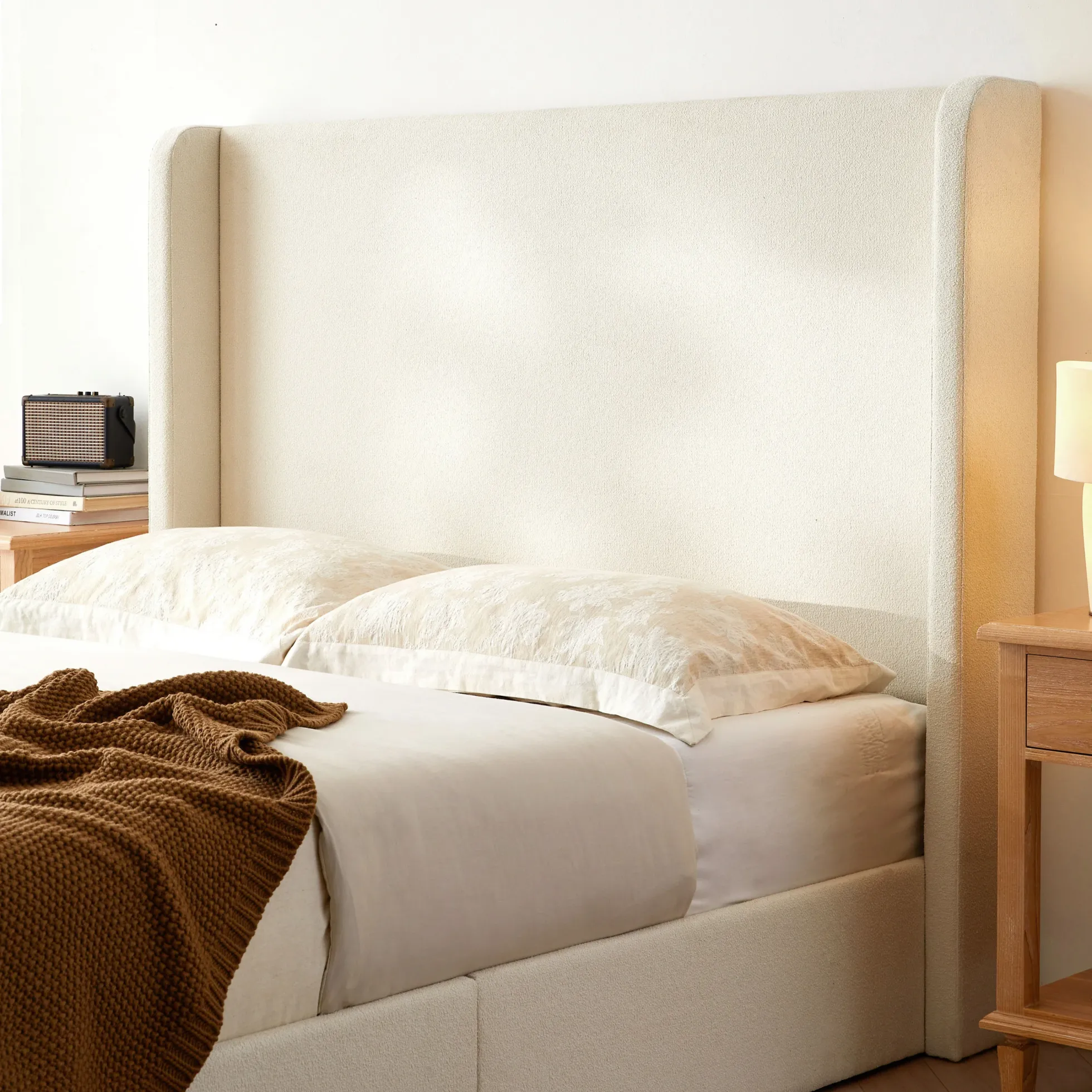 Carmen 52.3' Upholstered Wingback King Bedframe