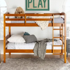 Carolina Transitional Solid Wood Twin-over-Twin Bunk Bed