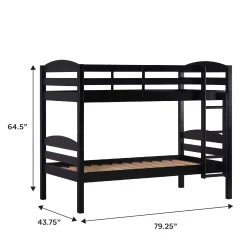 Carolina Transitional Solid Wood Twin-over-Twin Bunk Bed