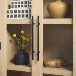 Chantelle Modern Arched Bookshelf with Glass Doors