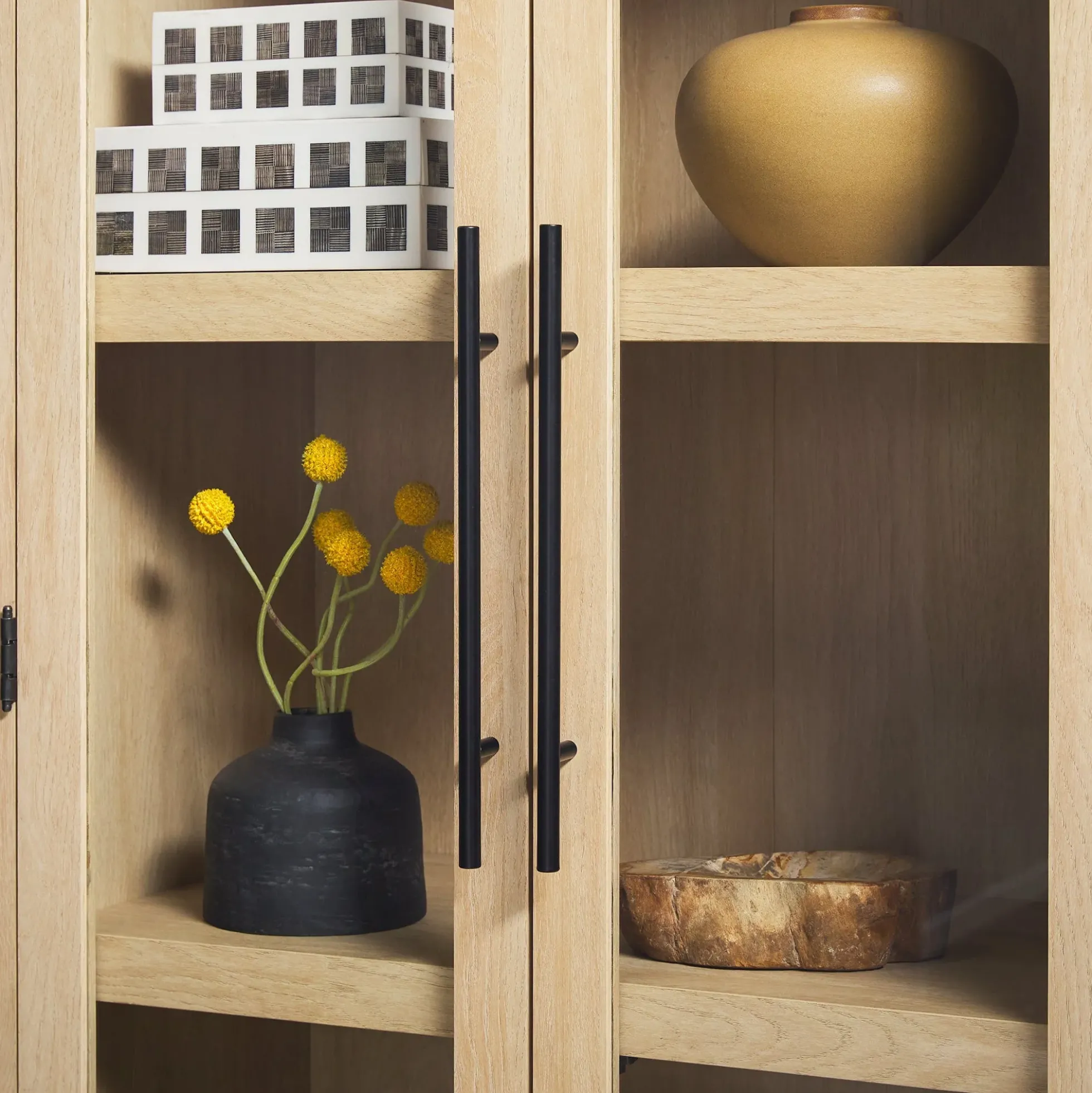 Chantelle Modern Arched Bookshelf with Glass Doors