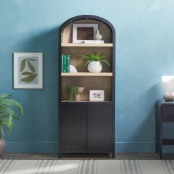 Chantelle Modern Arched Bookshelf with Cabinet