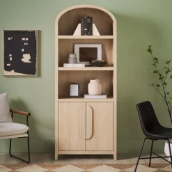 Chantelle Modern Arched Bookshelf with Cabinet