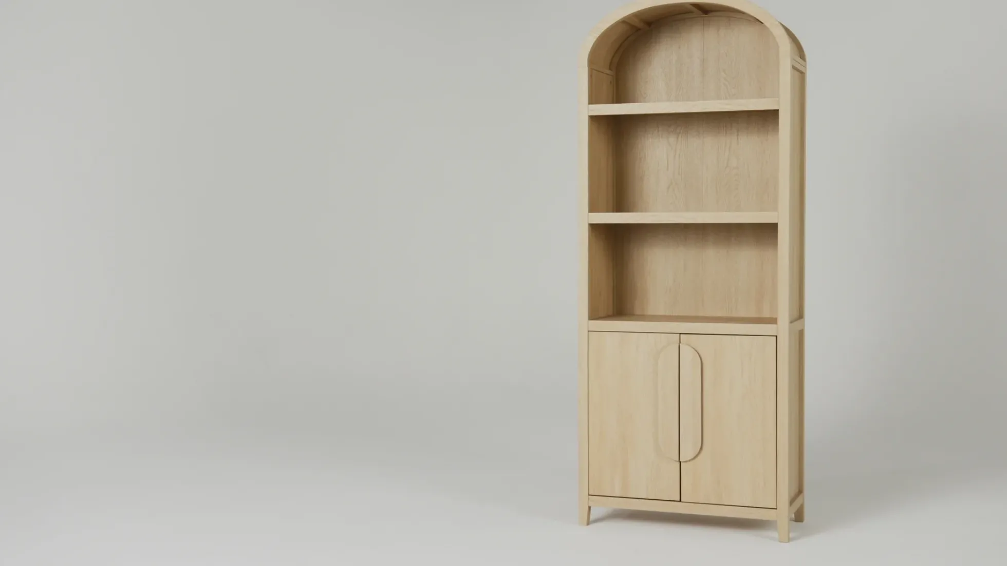 Chantelle Modern Arched Bookshelf with Cabinet