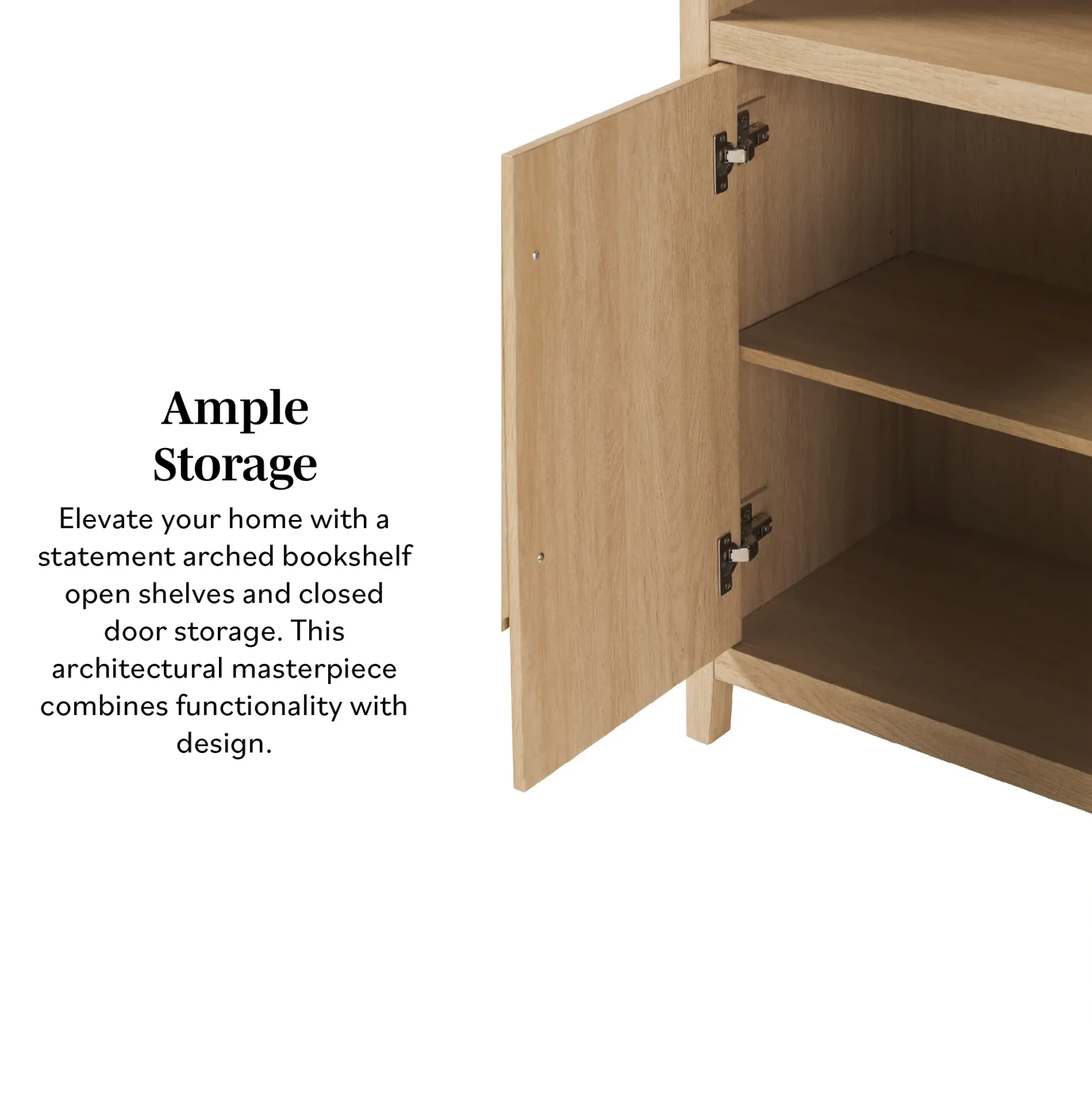 Chantelle Modern Arched Bookshelf with Cabinet
