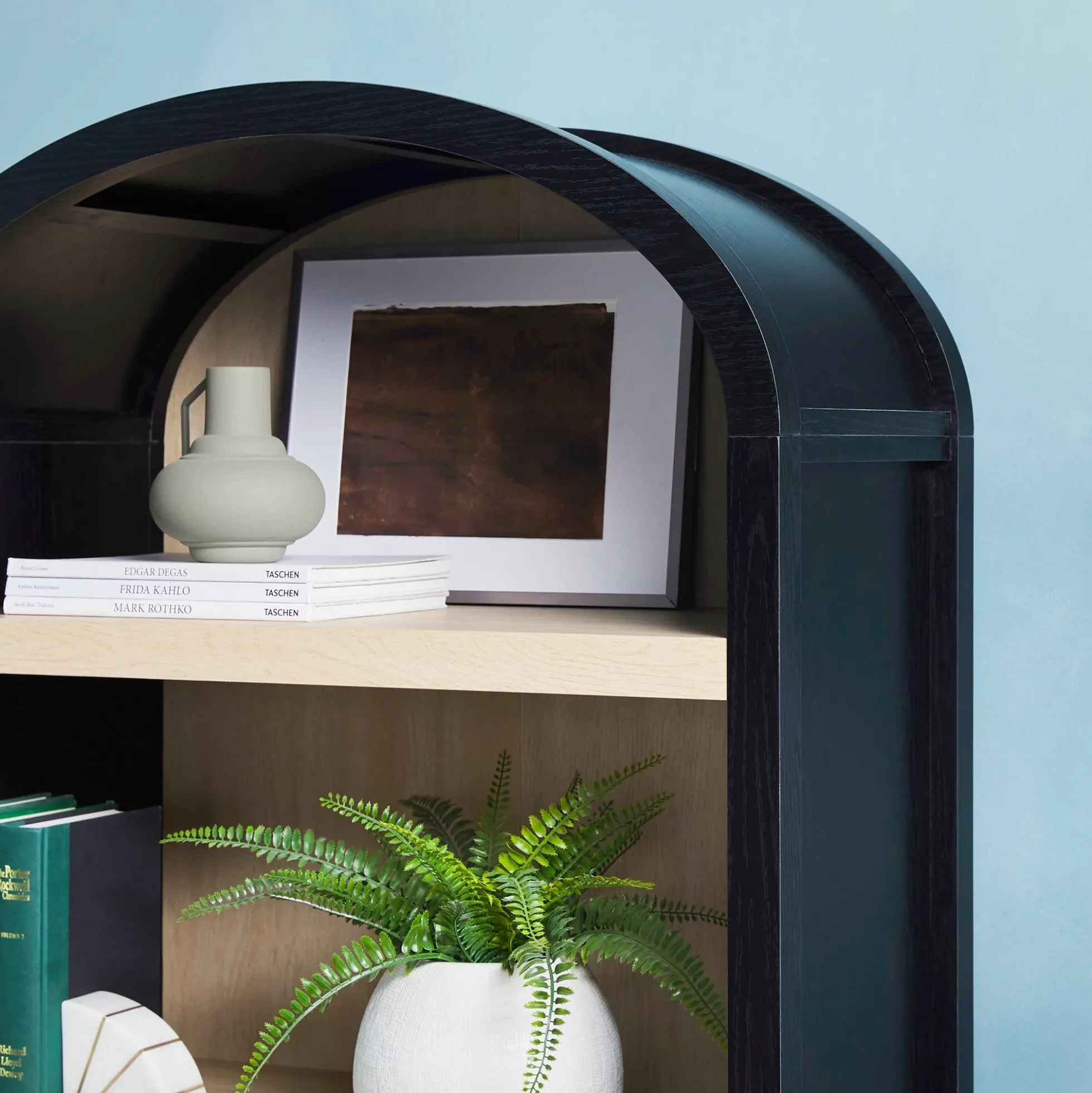 Chantelle Modern Arched Bookshelf with Cabinet