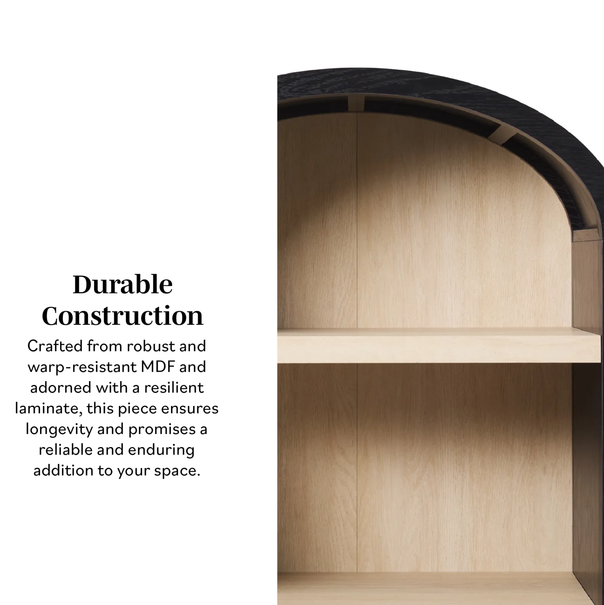 Chantelle Modern Arched Bookshelf with Open Shelves