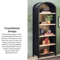 Chantelle Modern Arched Bookshelf with Open Shelves