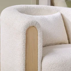 Chantelle Modern Boucle Upholstered Fully Assembled Swivel Barrel Accent Chair