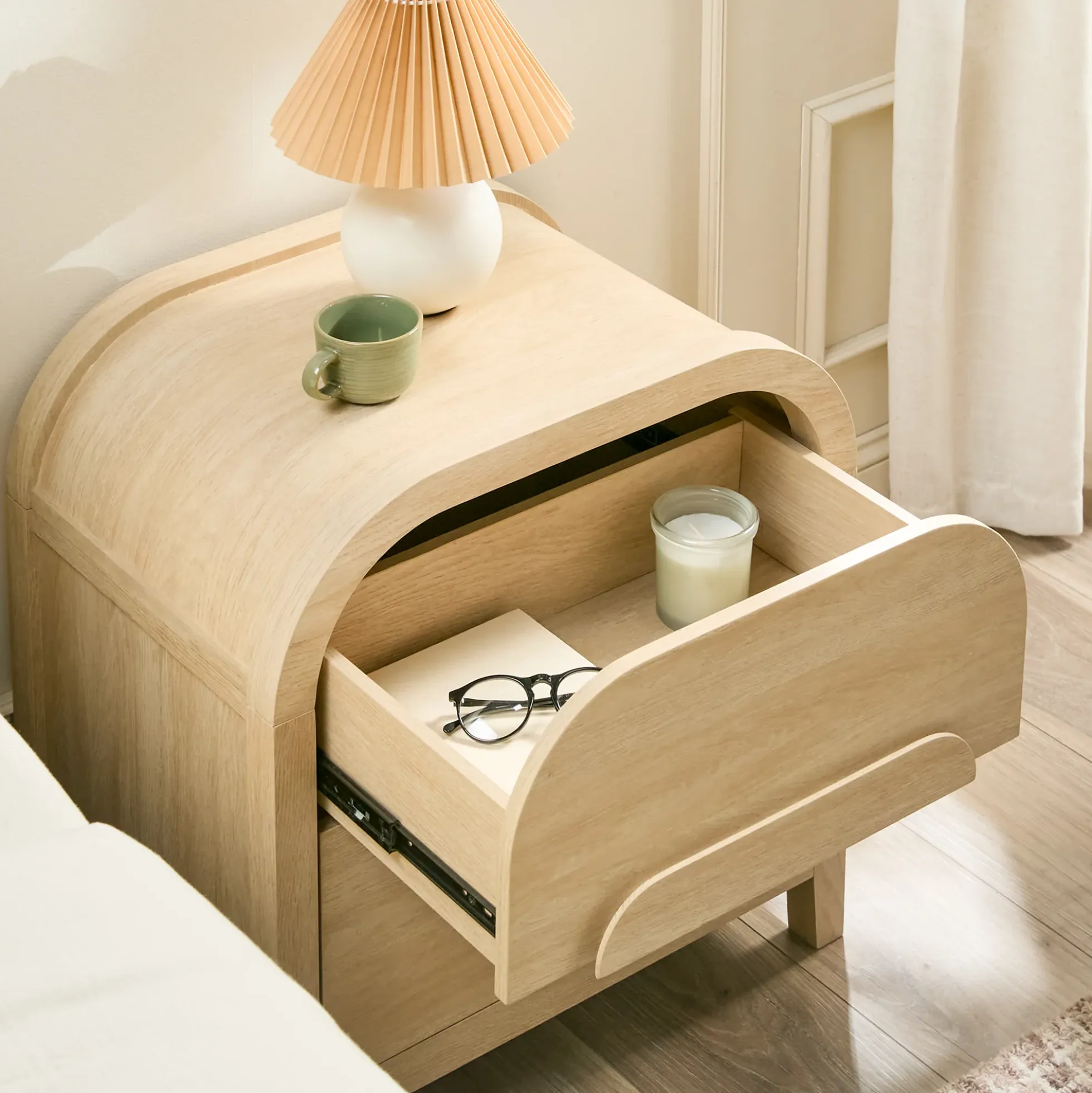 Chantelle Modern Curve Design 2-Drawer Nightstand