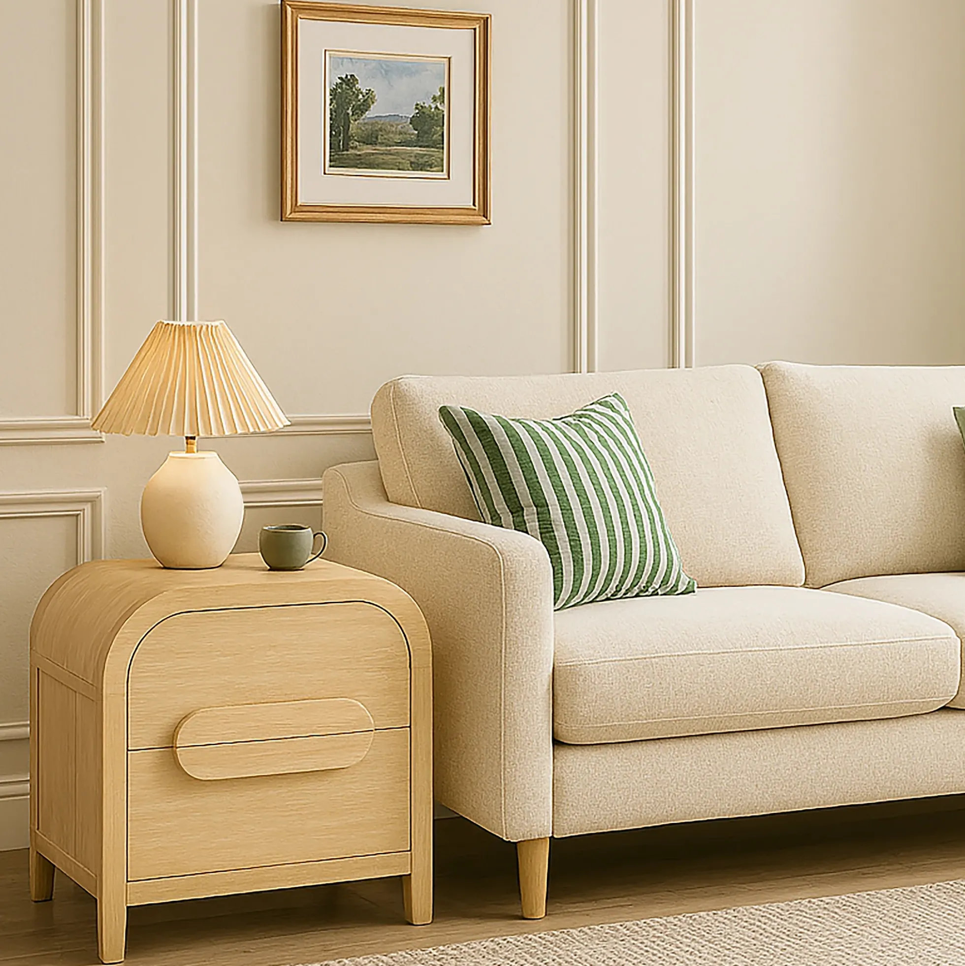 Chantelle Modern Curve Design 2-Drawer Nightstand