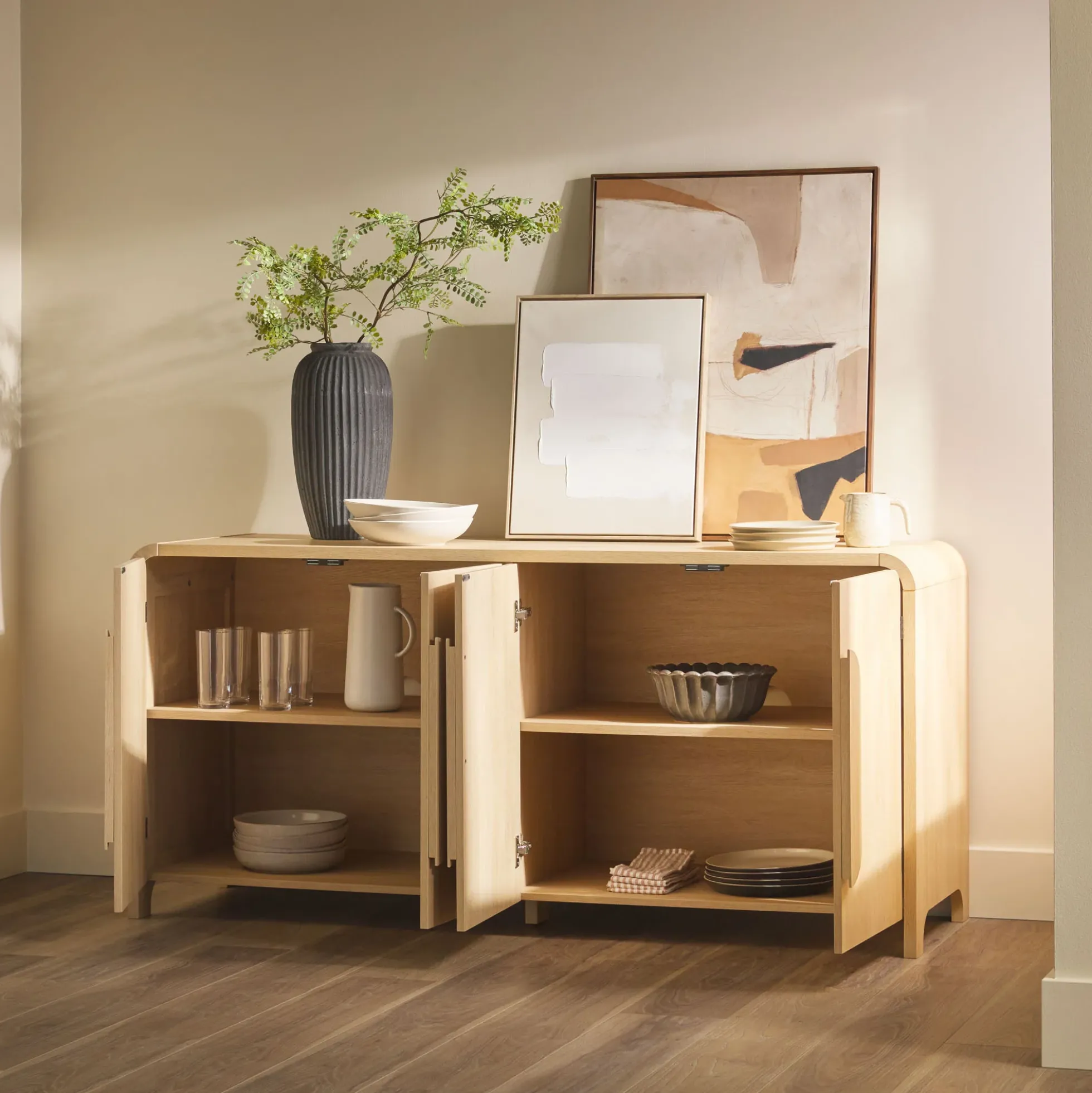 Chantelle Modern Curved Buffet Sideboard and TV Stand