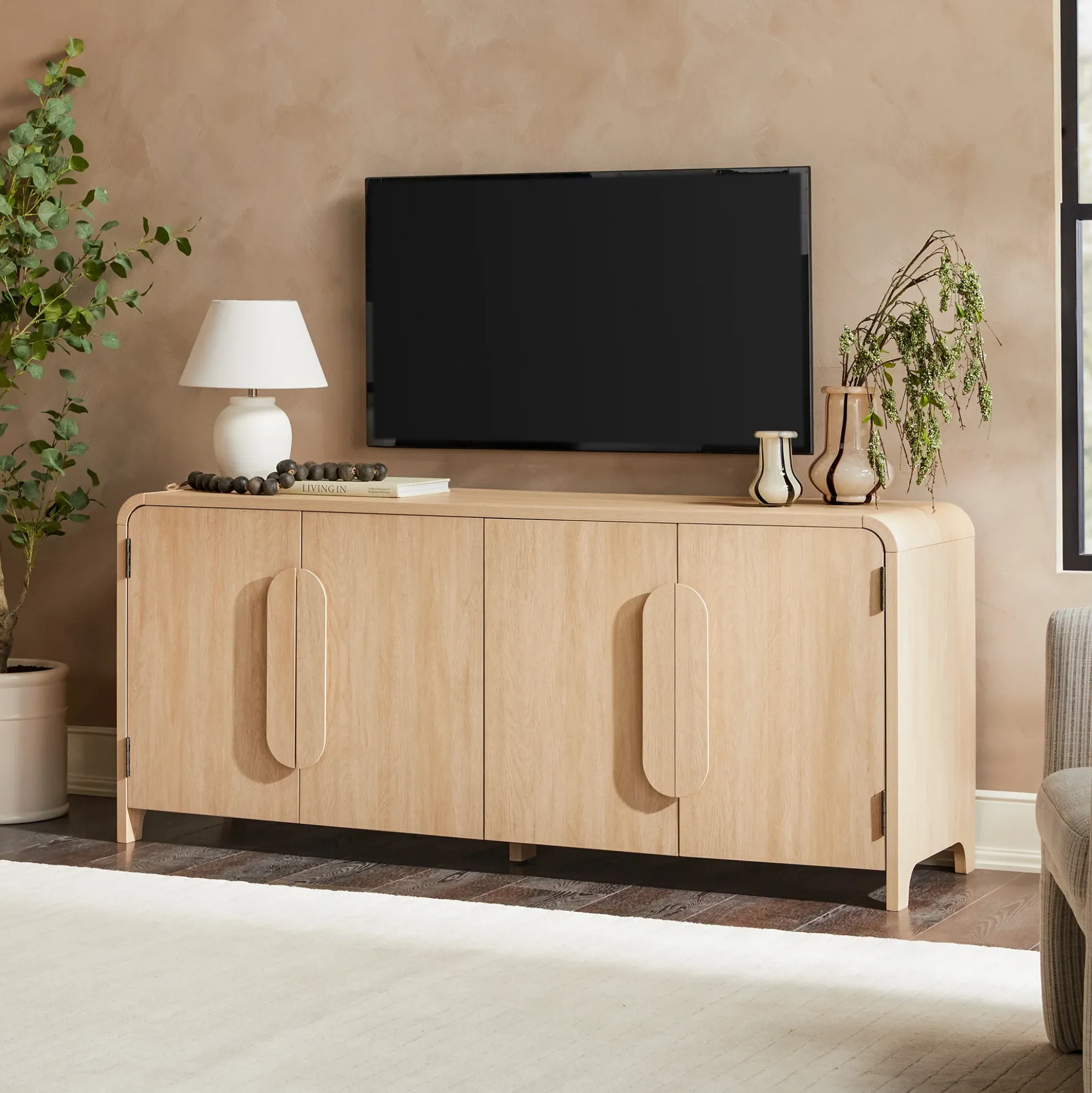 Chantelle Modern Curved Buffet Sideboard and TV Stand
