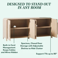 Chantelle Modern Curved Buffet Sideboard and TV Stand