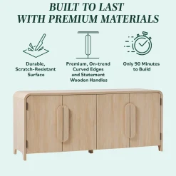 Chantelle Modern Curved Buffet Sideboard and TV Stand