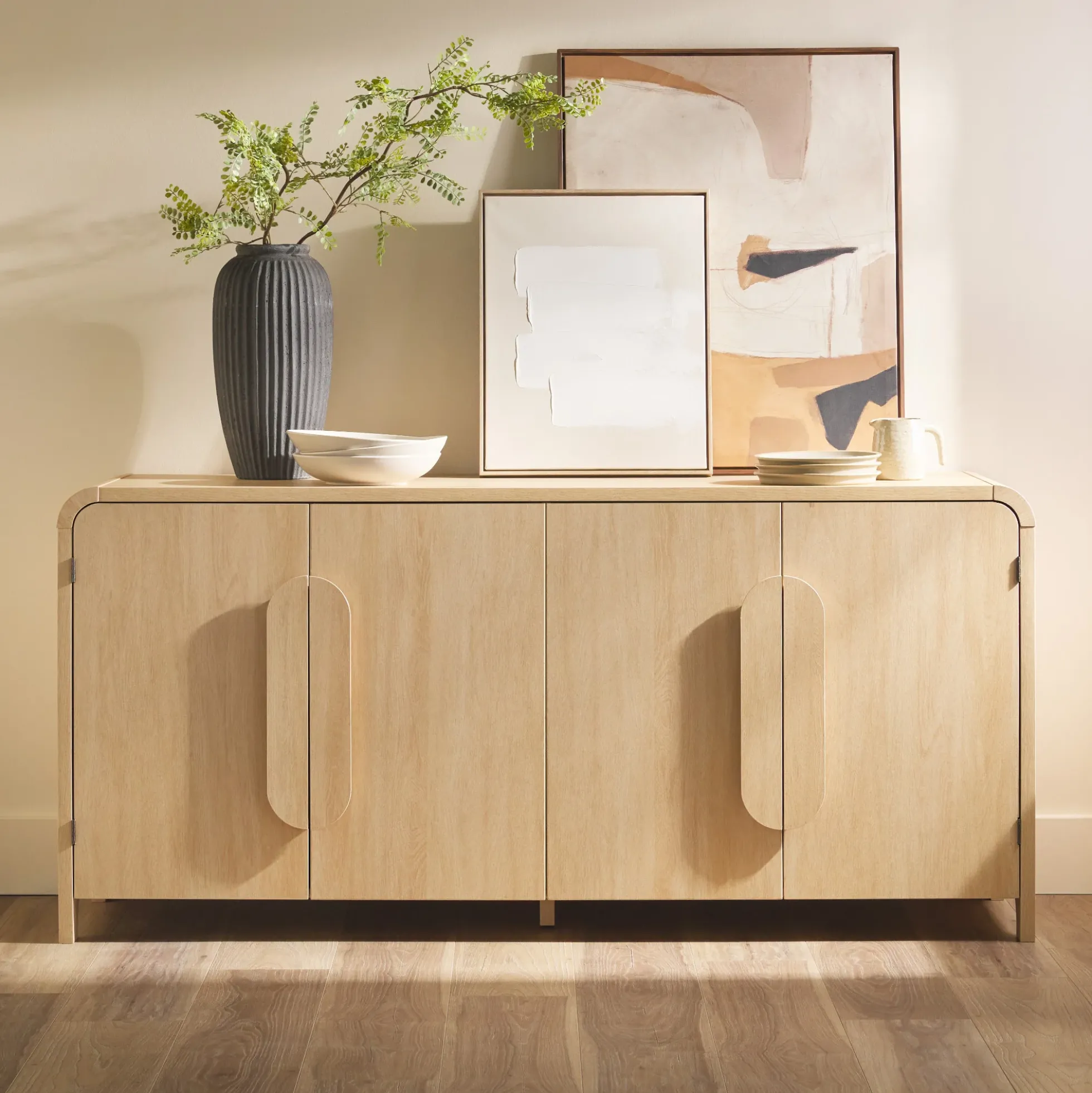 Chantelle Modern Curved Buffet Sideboard and TV Stand