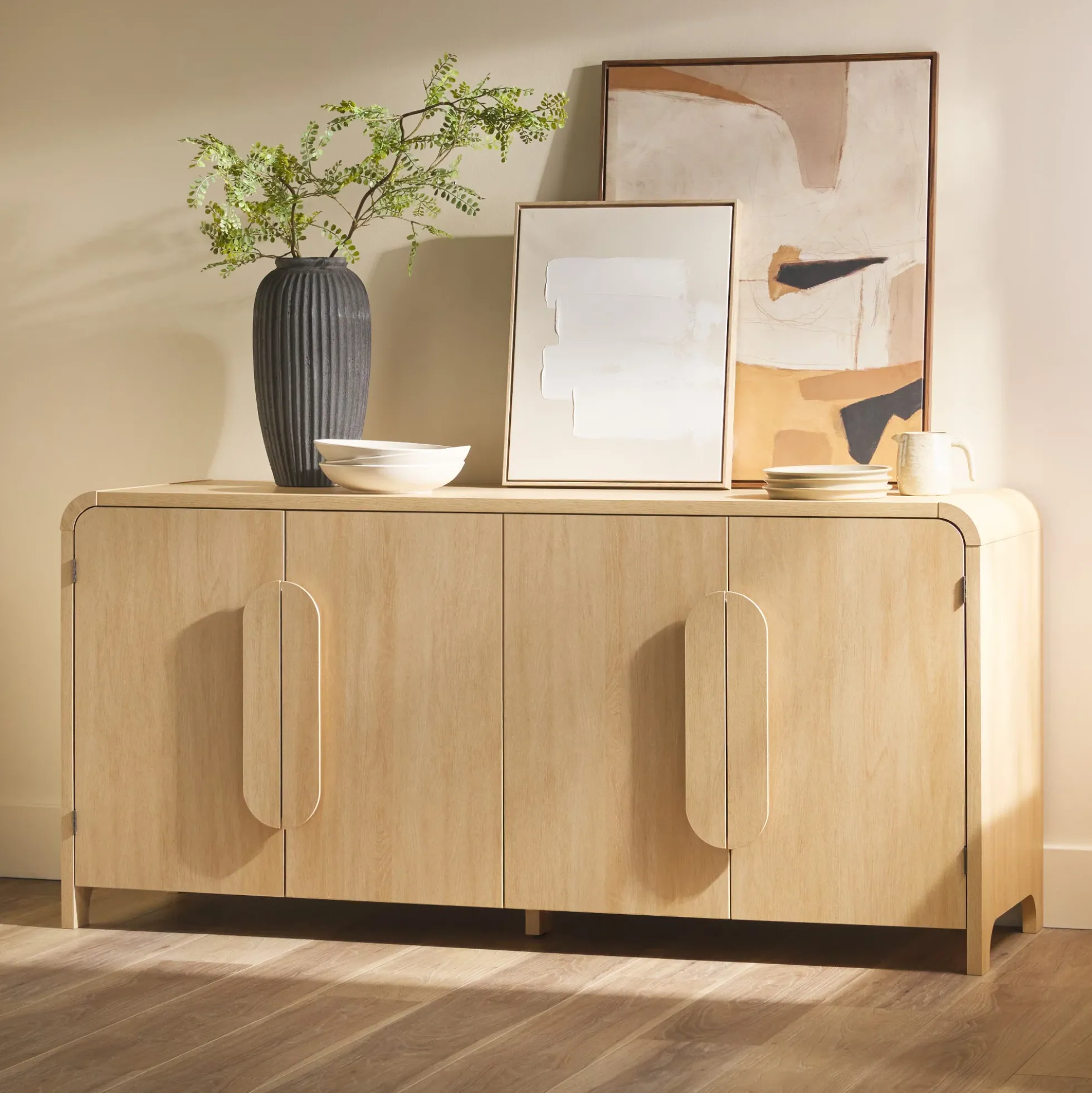Chantelle Modern Curved Buffet Sideboard and TV Stand