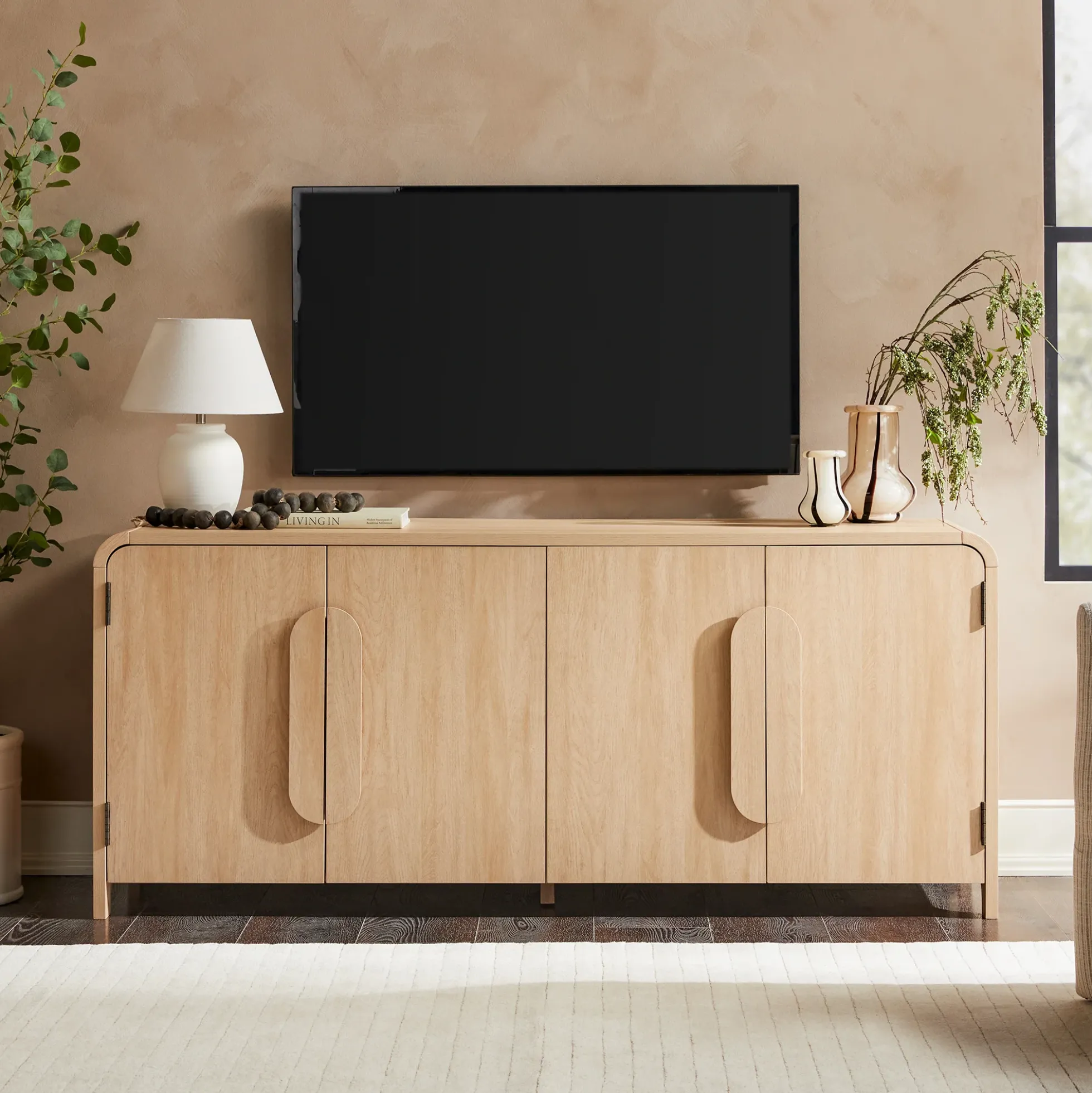 Chantelle Modern Curved Buffet Sideboard and TV Stand