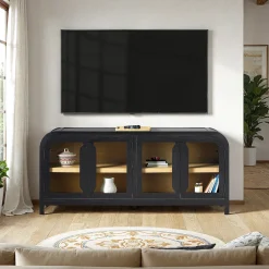 Chantelle Modern Curved Easy Assembly TV Stand