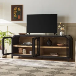 Chantelle Modern Curved Easy Assembly TV Stand