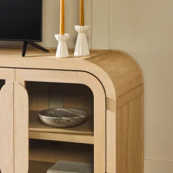 Chantelle Modern Curved Easy Assembly TV Stand