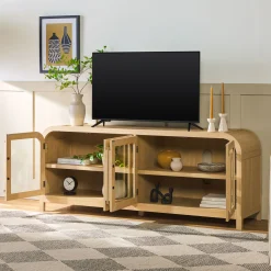 Chantelle Modern Curved Easy Assembly TV Stand