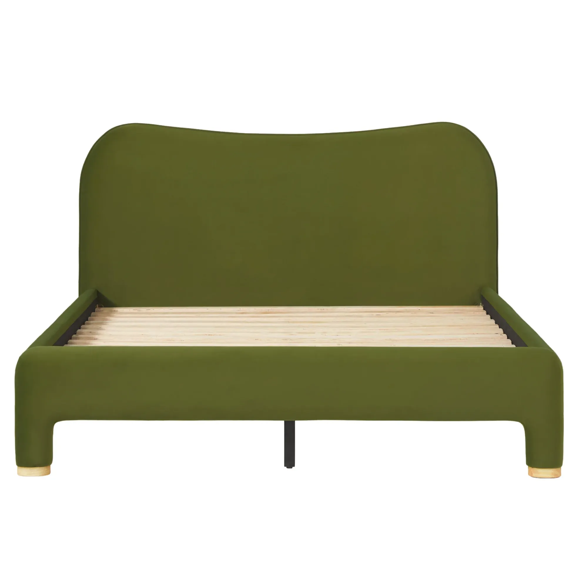 Chantelle Modern Curved Velvet Upholstered Bedframe