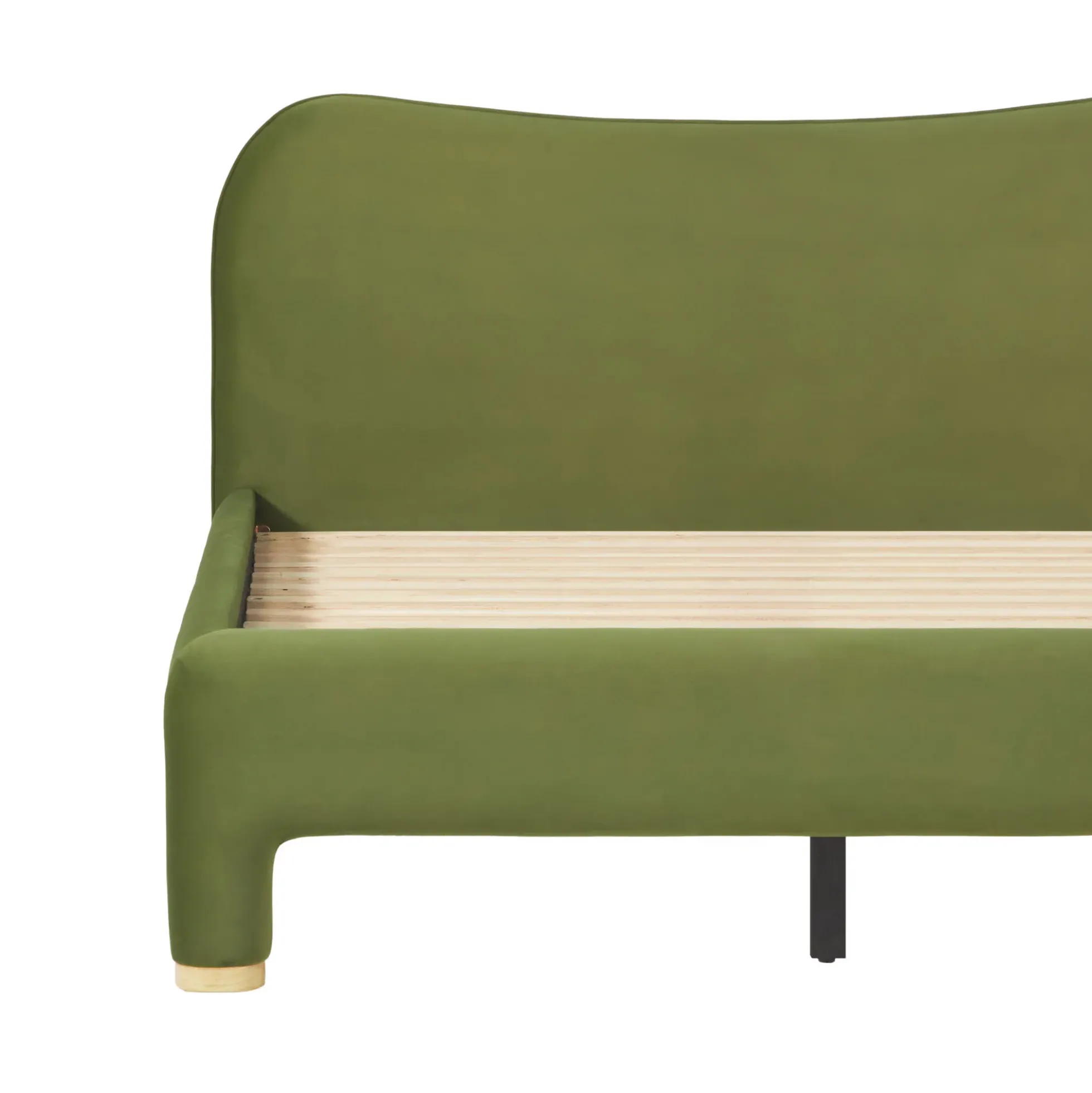 Chantelle Modern Curved Velvet Upholstered Bedframe